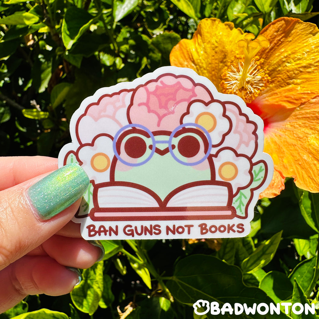 Froggo Ban Guns Not Books Sticker