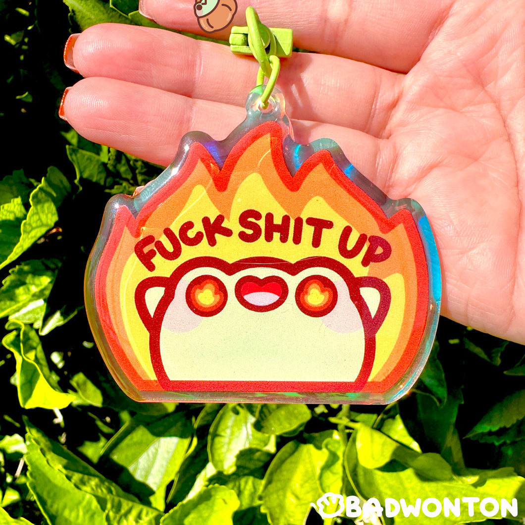 Froggo Fuck Shit Up Rainbow Acrylic Keychain