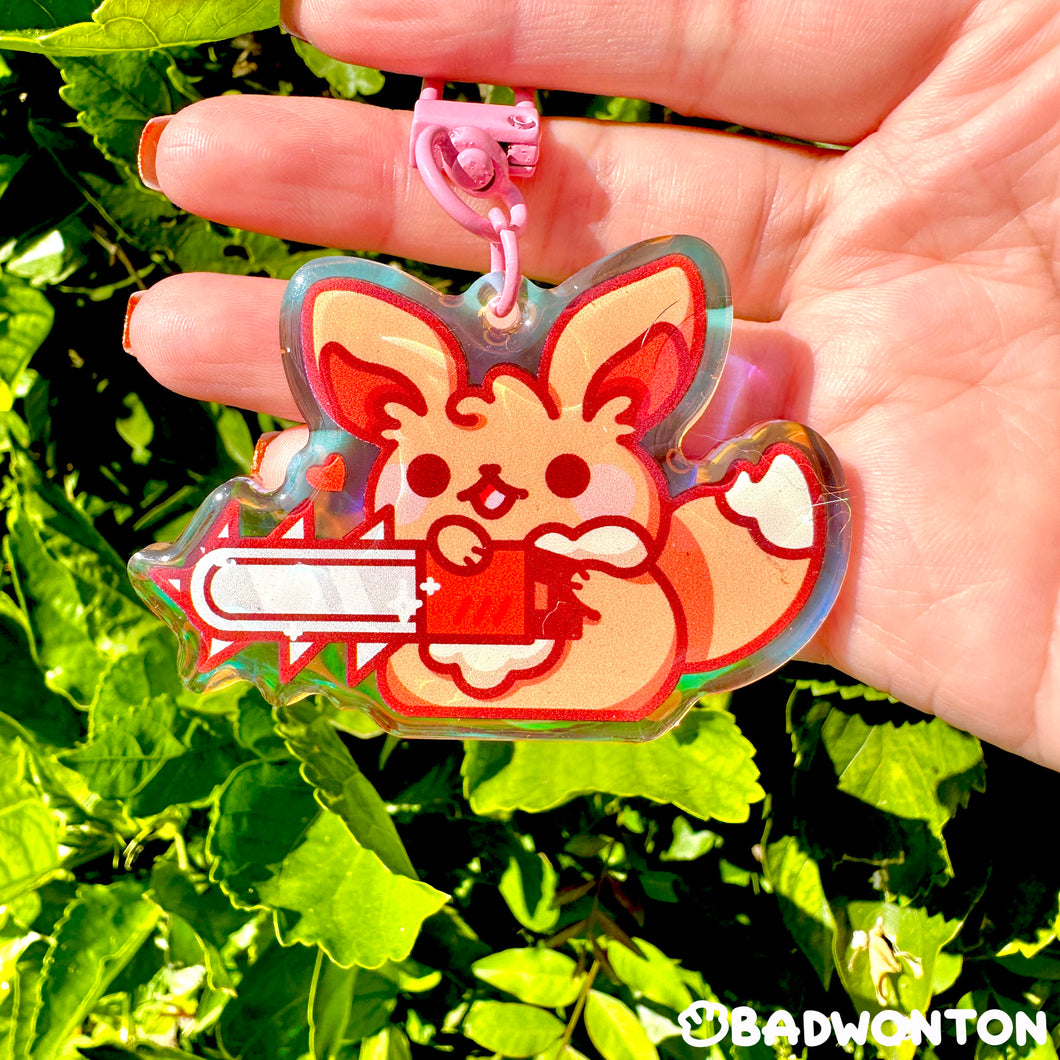 Eevee Chainsaw Rainbow Acrylic Keychain