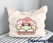 Load image into Gallery viewer, Froggo Ban Guns Not Books Tote Bag
